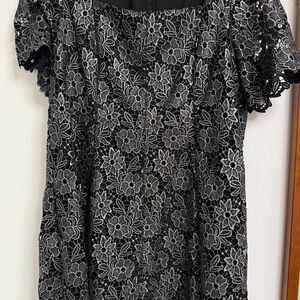 Eliza J Black Floral Lace Short Sleeve Fit & Flare Dress Size 18